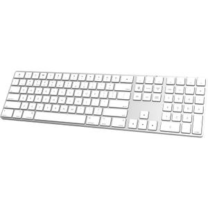 Bluetooth Slim Keyboard for Mac, Aluminum Rechargeable Keyboard Wireless, Low-Profile Silent Flat Key Compatible with Apple iMac, MacBook, Mac and iOS, Full Size - Silver White