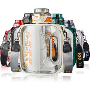 TKK Half Gallon Water Bottle Jug with Straw Large Capacity Plastic Water Bottle Dishwasher Safe 1/2 Gallon 64 Oz Water Bottle Jug BPA Free Tritan for Gym Yoga Travel Camping Outdoor White