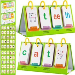 CVC & CVCC Words Games Phonics Flash Cards for Preschool Kindergarten, Alphabet Learning Pocket Chart, Educational Preschool Phonics Learning Tool for Student Teacher School Supplies