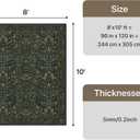 Bavni Floral Dark Green Area Rugs 8x10, Vintage Boho Carpet Machine Washable, Non Slip Soft Low Pile Thin Rug for Bedroom, Living Room, Dining Room, Nursery