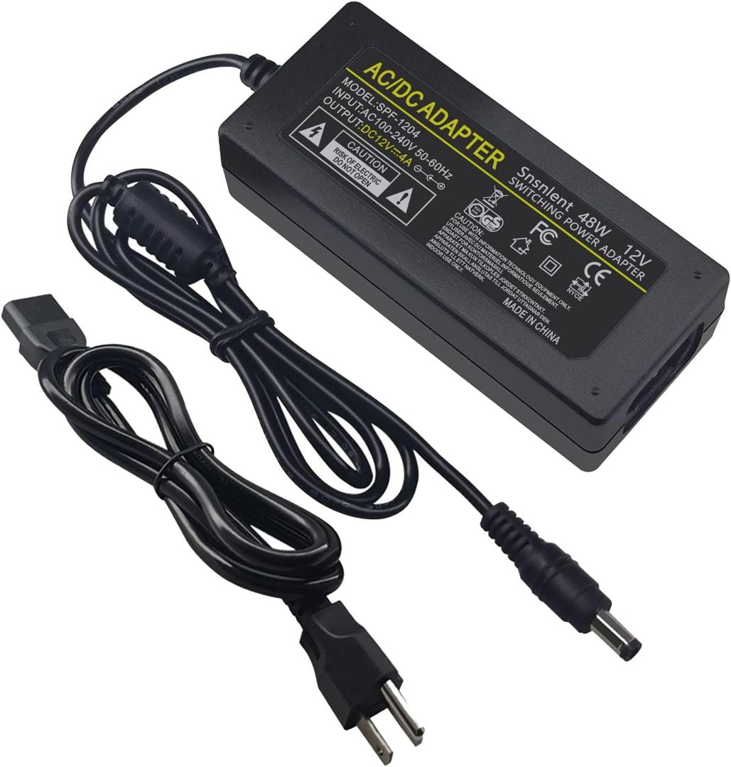 DC 12V 4A 48W AC Adapter Power Supply 12V 4A 48W AC/DC Power Adapter with 5.5x2.5mm DC Plug 12V 4A 48W Power Supply for LCD Monitor, LED Strip Light, CCTV Security System