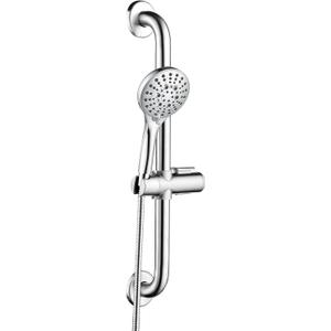 BRIGHT SHOWERS Stainless Steel Grab Bar Set – Includes Handheld Shower Head with Extra Long Hose, Shower Head and Hose Chrome Plated