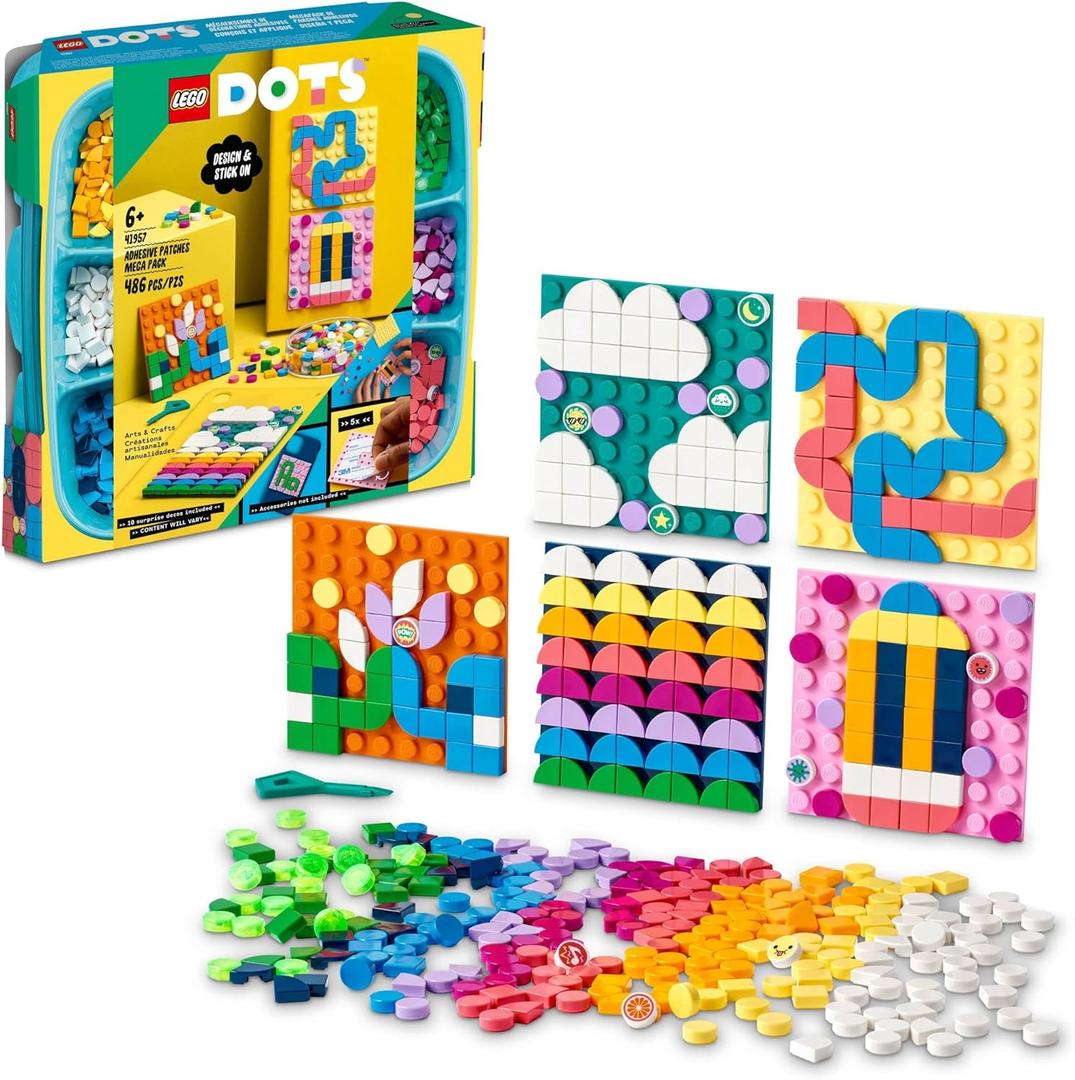 LEGO DOTS Adhesive Patches Mega Pack 41957 Arts and Crafts 5-in-1 Mosaic Making Building Kit, DIY Sticker Patches, Gift Idea for Creative Kids, Make Custom Designs for Notebooks, Phone Cases and More