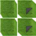 TURSTIN 18 Pieces Artificial Grass Mat 12 x 12 Inch Synthetic Grass Square Mats Indoor Outdoor Patio Flooring Fake Turf Patch Tiles Realistic Grass Rug for DIY Crafts Miniature Garden, Grass Green (12 x 12 Inches)