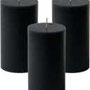 Mister Candle Dripless Unscented Pillar Candles, Set of 3 Hand Poured Black Pillar Candles, Solid Color for Home Decor, Premium Wax, 8 0 Hr Burn Time, 3x6 Inch