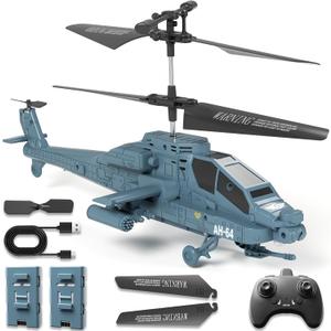 QI XING Remote Control Helicopter for Kids,RC Apache Helicopter for Adults,Military RC 2 Speed Airplane with LED Lights and Altitude Hold, Birthday Gifts for Boys Girls