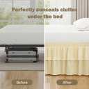 Vocander 2 Layer Bedskirt,Cream Yellow Queen Size Bed Skirt 18 Inch Drop Easy to Put On,Elastic Wrap Around Dust Ruffle for Bed Frame & Mattress,Luxury Bedskirt for Adjustable Bed Microfiber Fabric