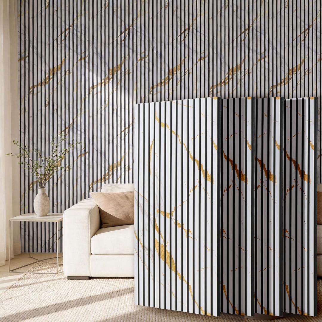 4 Pack 47.2" × 23.6" Wood Slat Acoustic Wall Panels, White Marble
4-pack 47.2" x 23.6" x 0.47" wood slat acoustic panels, noise dampening felt fiberboard for home office, studio