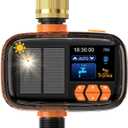 Solar Sprinkler Timer TRJZWA Water Timer, Irrigation System for Garden Hose Solar&USB-C Charging Smart Water System with Rain Delay/Manual/Automatic Watering Mode Build in 2000mAh for Lawn/Yard/Garden