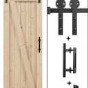 EaseLife 5.5FT Sliding Barn Door Hardware Track Kit & Handle,Big Industrial Spoke Wheel Pulley,Wall Mount,Slide Smoothly Quietly,Easy Install,Black,66" Track Fit for 29-31" Wide Opening (No Door)