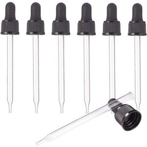 PH PandaHall 18-410 Glass Eye Droppers for Essential Oil, Set of 12 Pressure Rotating Cover Oil Droppers Pipettes Roller Tops for 100ml Dropper Bottles, Perfume, 12.5x2.16cm, Inner diameter 1.93cm