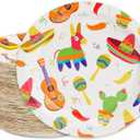 BLUE PANDA 80-Pack Mexican Fiesta Design Paper Plates for Cinco de Mayo Party Decorations (9 in)