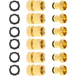 TAROSE Garden Hose Quick Connect Fittings Solid Brass Garden Hose Fitting Water Hose Connectors 3/4 Inch Garden Hose Fitting Quick Connector Male and Female Set- 6 Set