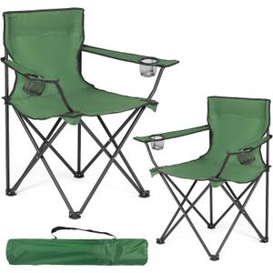 2 Pack Lightweight Camping Chairs, 300LBS Heavy-Duty Portable Folding Chairs with Carry Bag, Compact Design for Camping, Beach, Picnics, and Outdoor Event (Large, Upgraded-dark Green Chairs 2pcs)