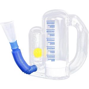 Incentive Spirometer Adult, Breathing Exercise Device for Lungs, Deep Breathing Trainer for Children and Adult, 5000ml Volume Measurement with Flow Rate Indicator