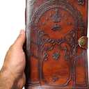 Brown Leather Journal, Doors of Durin, Tolkien Lord of the Ring Embossed Journal, Book of Shadows Notebook