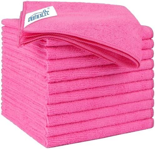 HOMEXCEL Pink Microfiber Cleaning Cloth 6 Pack, 12.5 x 12.5 inch Microfiber Towels for Cars, Ultra Absorbent Car Washing Cloth, Lint Free Streak Free Cleaning Rags for Car, Kitchen, and Window