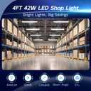 hykolity 2 Pack 4FT Linkable LED Shop Light for Garage, 4400lm, 4FT 42W Utility Light Fixture, 5000K Daylight LED Workbench Light with Plug, Hanging or Surface Mount, White - ETL