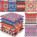 Menkxi 6 Pcs Bohemian Floor Pillows Seating 15 Inch Boho Floor Cushions Sitting Pillows Square Yoga Mandala Meditation Pouf for Living Room Balcony Office Tatami(Classic)