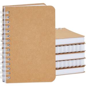 Bright Creations Mini Kraft Notebooks, Unlined A6 Spiral 90-Sheet Plain Journal (3.5x5.5 In, 6 Pack)