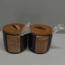 Salt and Pepper Bowl, Ceramic Salt Containers for Countertop, Salt and Pepper Cellar with Lid and Spoons, Black (Set of 2)