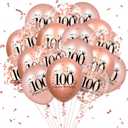 Rose Gold 18 Pcs Happy 100th Birthday Latex Balloons - Confetti Balloons & Party Decorations for Women & Men - 12 inch
