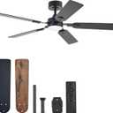 VONLUCE Ceiling Fans with Lights and Remote, 52" Ceiling Fan with 5 Blades, 6-Speeds Noiseless Reversible DC Motor for Farmhouse Bedroom Indoor, Black