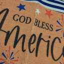 2 Pcs God Bless America Door Mats, 4th of July Patriotic Welcome Mat Non-Slip Coir Doormat with Blue White Stripes, Layered Rug for America 250th Anniversary, Front Porch Entryway Decor