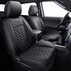 Tomatoman Car Seat Covers Compatible with Toyota Tacoma Truck 2005-2024 2025 Access Crew Double Cab TRD Sport Offroad Limited SR5 V6 Cushions(Full Set/Black)