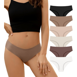 Sharicca Seamless Underwear for Women No Show Bikini Panties Comfortable Stretch Invisible Ladies Hipster Briefs, Size  S
