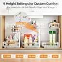 PXRACK 2 Pack Under Sink Organizer, Adjustable Height, 2 Tier Pull Out Under Cabinet Organizer, Slide Out Thickened Metal Under Sink Storage for Kitchen Bathroom Laundry Cabinet Pantry, White