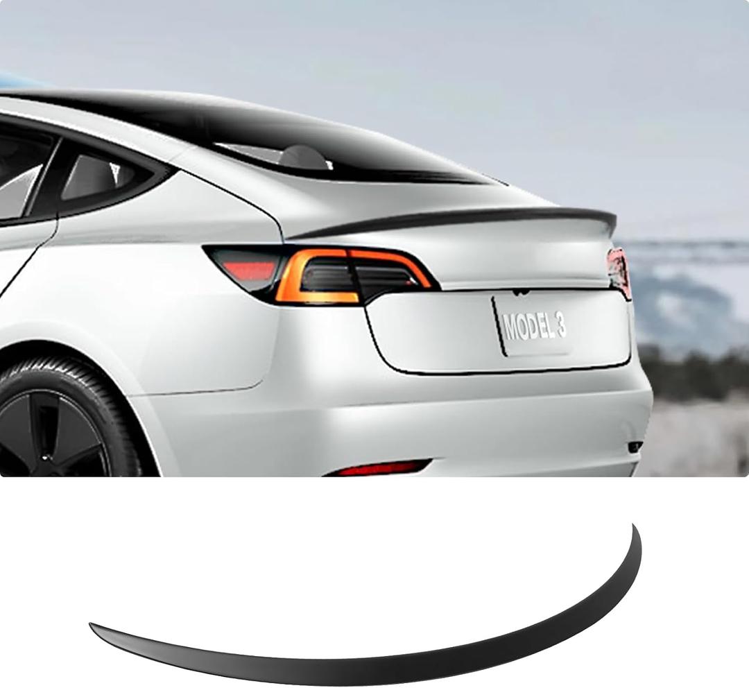 BASENOR Performance Spoiler for 2017-2023 Tesla Model 3 Upgraded Gen 2 ABS Rear Trunk Wing Lip Proprietary Design Model 3 Accessories Easy Install with High-Bond Tape[No Drilling] Matte Black