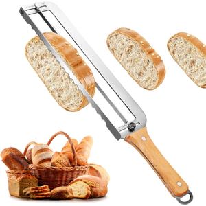 Adjustable Bread Slicer for Homemade Bread - Upgrade Manual Sourdough Bread Knife with Thickness Guide, Bread Bow Cutter with Stainless Steel Serrated Blade for Baguettes Bagels, Ideal Gift for Baker