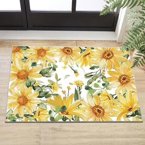 Artoid Mode Sunflower Daisy Spring Area Rug, Summer Bath Rug Home Decor Low-Profile Non-Slip Washable Mat for Entryway Bedroom Bathroom Laundry Room Indoor 2x3 Feet