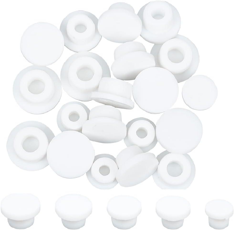 GORGECRAFT 20PCS 5 Sizes White Rubber Bottle Stopper Bottle Seal Plug Reusable Replacement Silicone Salt and Pepper Shaker Stopper Plug Cylinder Heads Fit for 15mm 16mm 18mm 19mm 20mm