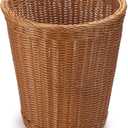 Wicker Waste Basket, Hand Woven Trash Can, Imitation Rattan Garbage Basket for Bedroom, Bathroom, Kitchen, Living Room (Round) (10.2" x 10.2" x 11")