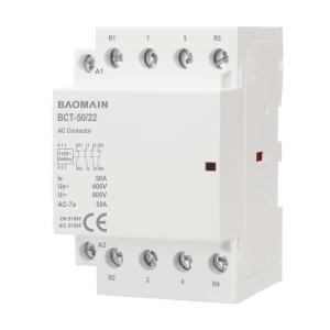 BAOMAIN 110V AC 4-Pole 50A Modular Contactor, 2NO2NC, DIN Rail Mount | BCT-50 4P 50Amp 2 Normally Open and 2 Normally Closed AC110V Contactor For HVAC,Motor,Pump,and Lighting Control
