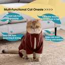 ROZKITCH Cat Cover to Stop Overgrooming, Cat Body Suit Long Leg Cover Back Legs Anti Scratch Clothing Onesie Pants Hairless Cat Pajamas Brown XL