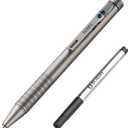 OKNIFE B1 Ti Titanium Pen with 2-in-1 Clip, Bolt Action Pen with Clip, Lightweight EDC Ballpoint Pen with 2 pcs Refills Ideal for Office, Working, Writing