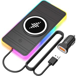 Magnetic Wireless Car Charger Pad, LANSEMKU RGB 15W Wireless Car Charging Pad for Magsafe Wireless Charger for Car iPhone17 16 15 14 13 12 11 Pro Max