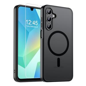 SUPFINE Magnetic for Samsung Galaxy A16 5G Case with Screen Protector, (Built-in Magnets) (Military Grade Drop Protection) Slim Translucent Shockproof Phone Case,Black