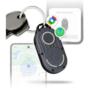 Rolling Square AirNotch Pro Dual - Bluetooth Tracker Keychain - Compatibile with Both Apple iOS Find My and Google Android Find Hub – Replaceable Batteries, Loud 360° Sound, Anti-Loss Locator, Gray