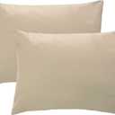 iMaylex 1800 Series Super Soft Brushed Microfiber Fabric Zipper Pillowcase, Luxury Cozy and Lightweight, Set of 2, Khaki, Standard, 20x26 Inches