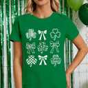 St Patricks Day Shirt Women Irish Bow T-Shirts Lucky Shamrock Tee Tops (Green, XL)