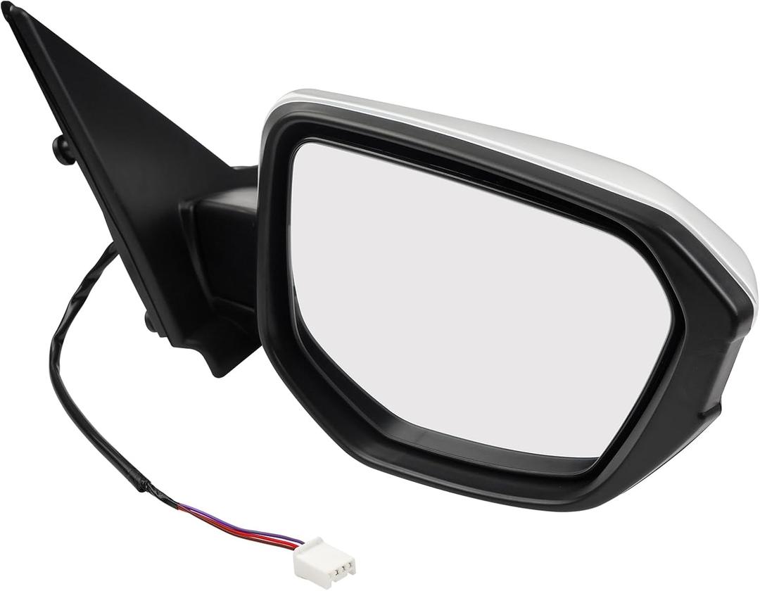 Passenger Side Mirror Assembly 2016-2021 Compatible with Honda Civic Sedan Coupe Hatchback Right Rearview Mirror Non-heated Power Adjustable Glass Replace HO1321283, 76208TBAA01ZA (3 Pin White)