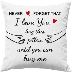 Cute Pillow Covers 18 x18 '' Never Forget That I Love You Hug This Pillow Throw Pillow Covers Decorative Pillow Covers for Couch Sofa Home Office Must Haves Pillow Case - No Pillow Insert, White