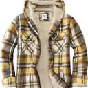 Women's Full Zip Fleece Flannel Jacket Plaid Sherpa Lined Jacket for Women (Medium, Yellow)