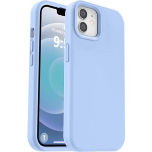 Vooii Compatible with iPhone 12 Case/iPhone 12 Pro Case, Liquid Silicone Upgrade [Soft Anti-Scratch Microfiber Lining] [Shockproof Drop Protection] Phone Case 6.1 inch - Light Blue
