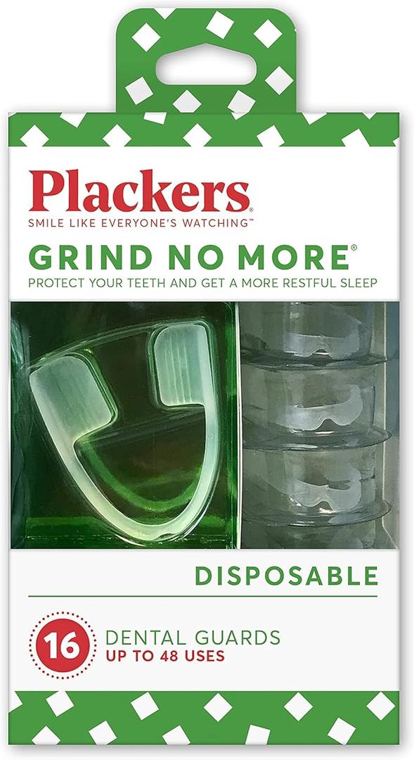Plackers Grind No More Night Guard, Nighttime Protection for Teeth, BPA Free, Sleep Well, Ready to Wear, Disposable, One Size Fits All, 16 Count