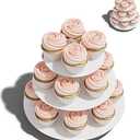 BLISSUR Cupcake Stand Tower, 2 Pack, White, 3 Tiered, Cup Cake Stand Cardboard Dessert Holder for Parties (White)